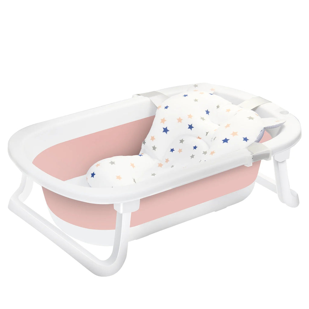Faltbare Baby - Badewanne 0 - 24 Monate - Tragbar & Platzsparend mit Neugeborenen - Kissen - KelMix - Shop