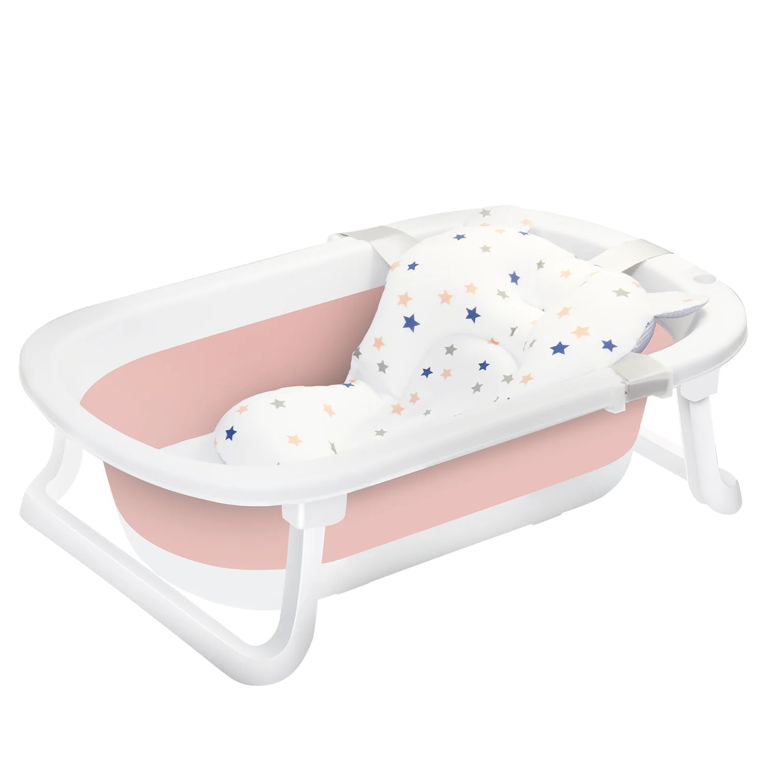 Faltbare Baby - Badewanne 0 - 24 Monate - Tragbar & Platzsparend mit Neugeborenen - Kissen - KelMix - Shop