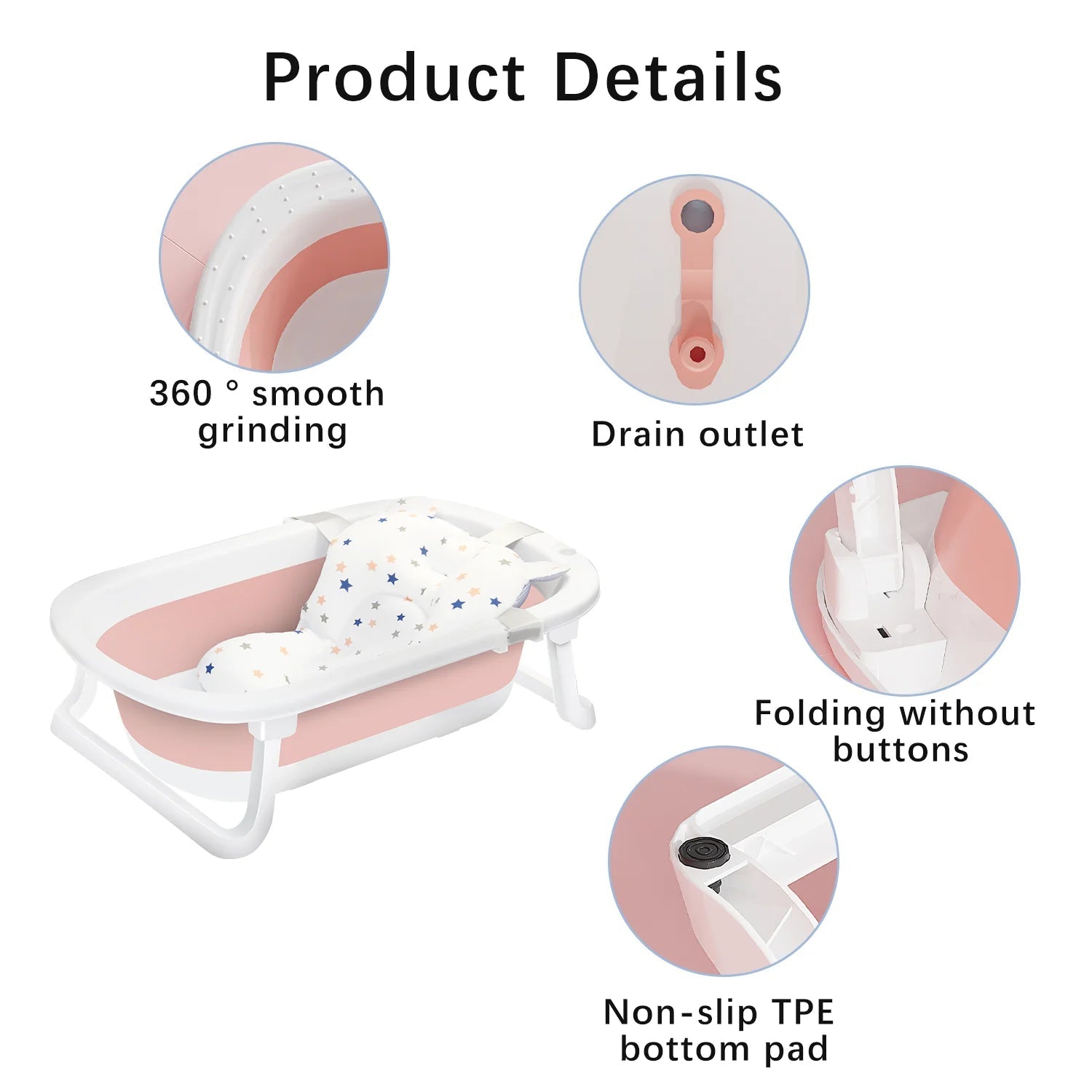 Faltbare Baby - Badewanne 0 - 24 Monate - Tragbar & Platzsparend mit Neugeborenen - Kissen - KelMix - Shop