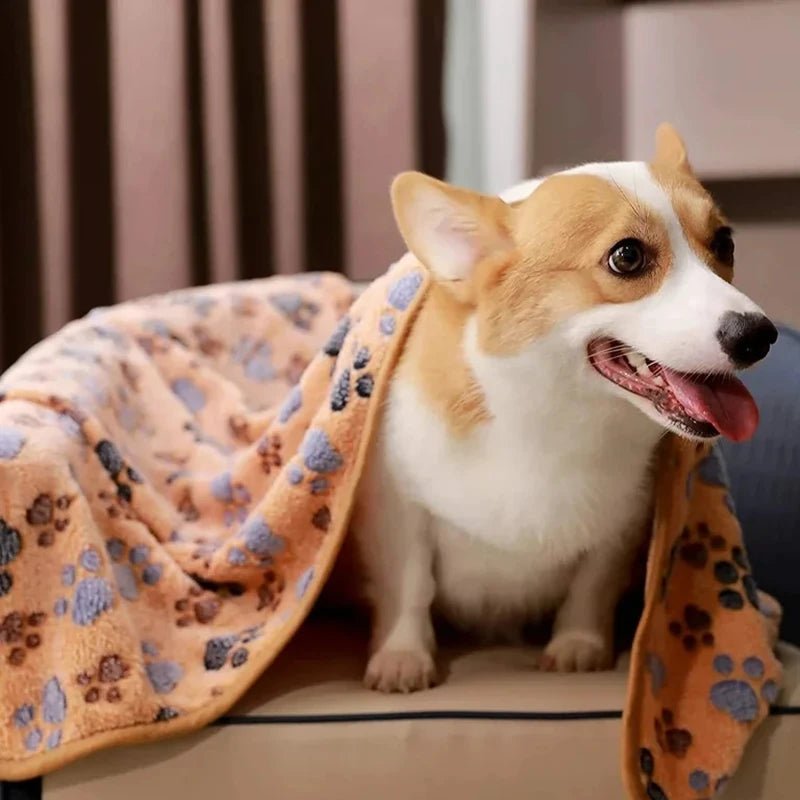 Hundedecke mit Pfotenabdruck - Weiche & Warme Haustierdecke für kleine Hunde und Katzen - KelMix - Shop