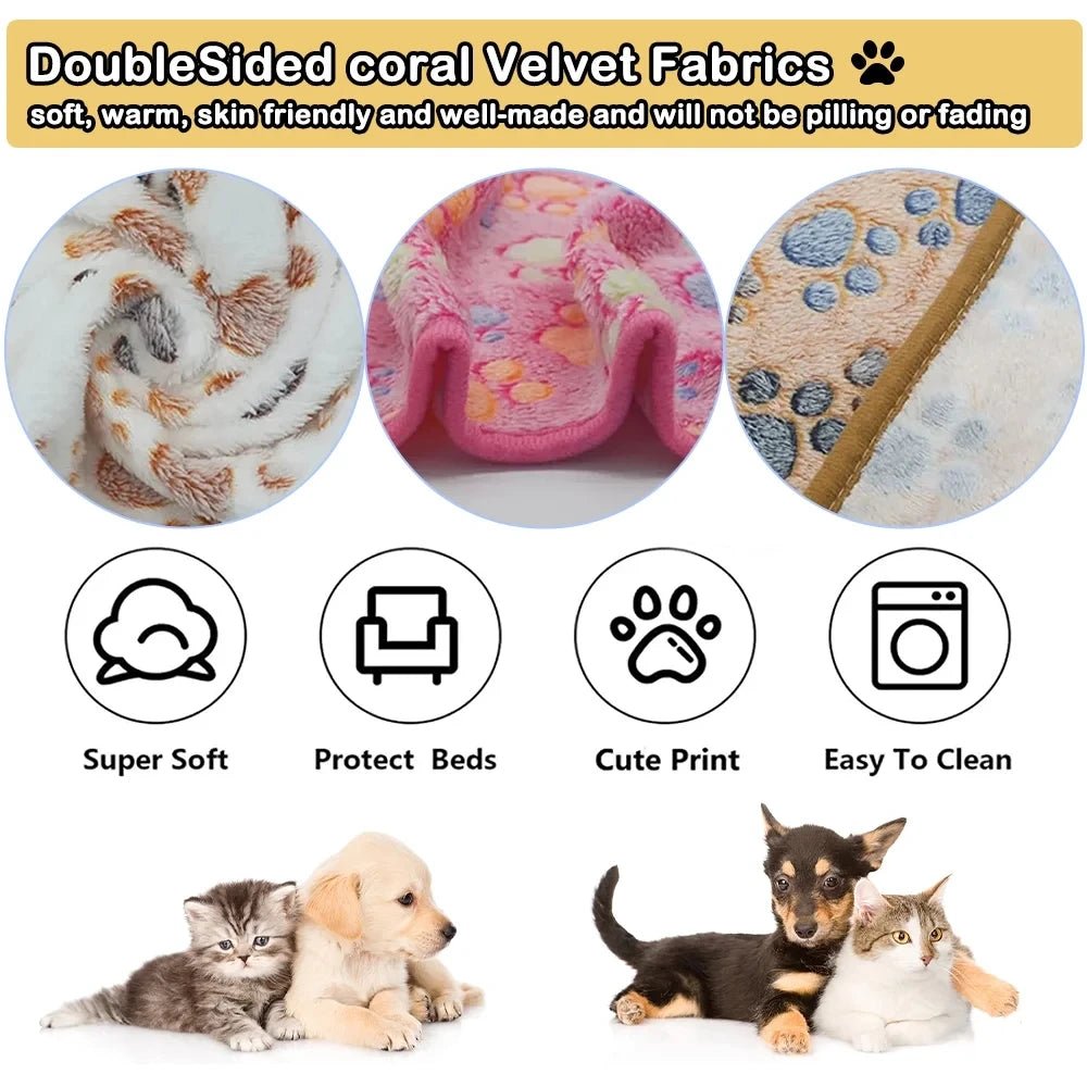 Hundedecke mit Pfotenabdruck - Weiche & Warme Haustierdecke für kleine Hunde und Katzen - KelMix - Shop