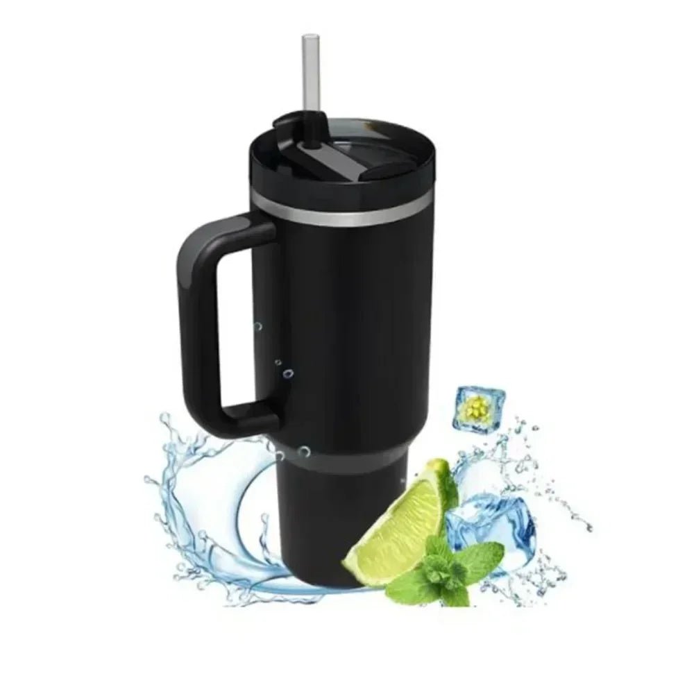 Isolierte Trinkflasche 1200ml aus Edelstahl mit Strohhalm und Griff - KelMix - Shop