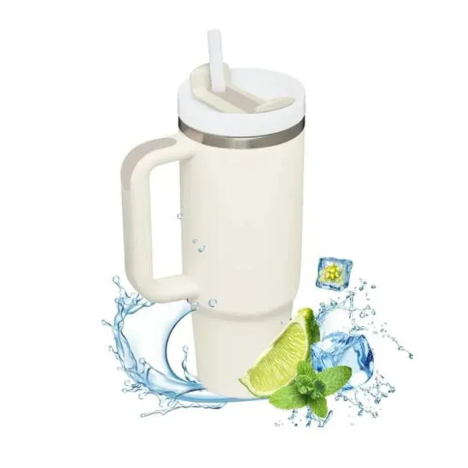 Isolierte Trinkflasche 1200ml aus Edelstahl mit Strohhalm und Griff - KelMix - Shop