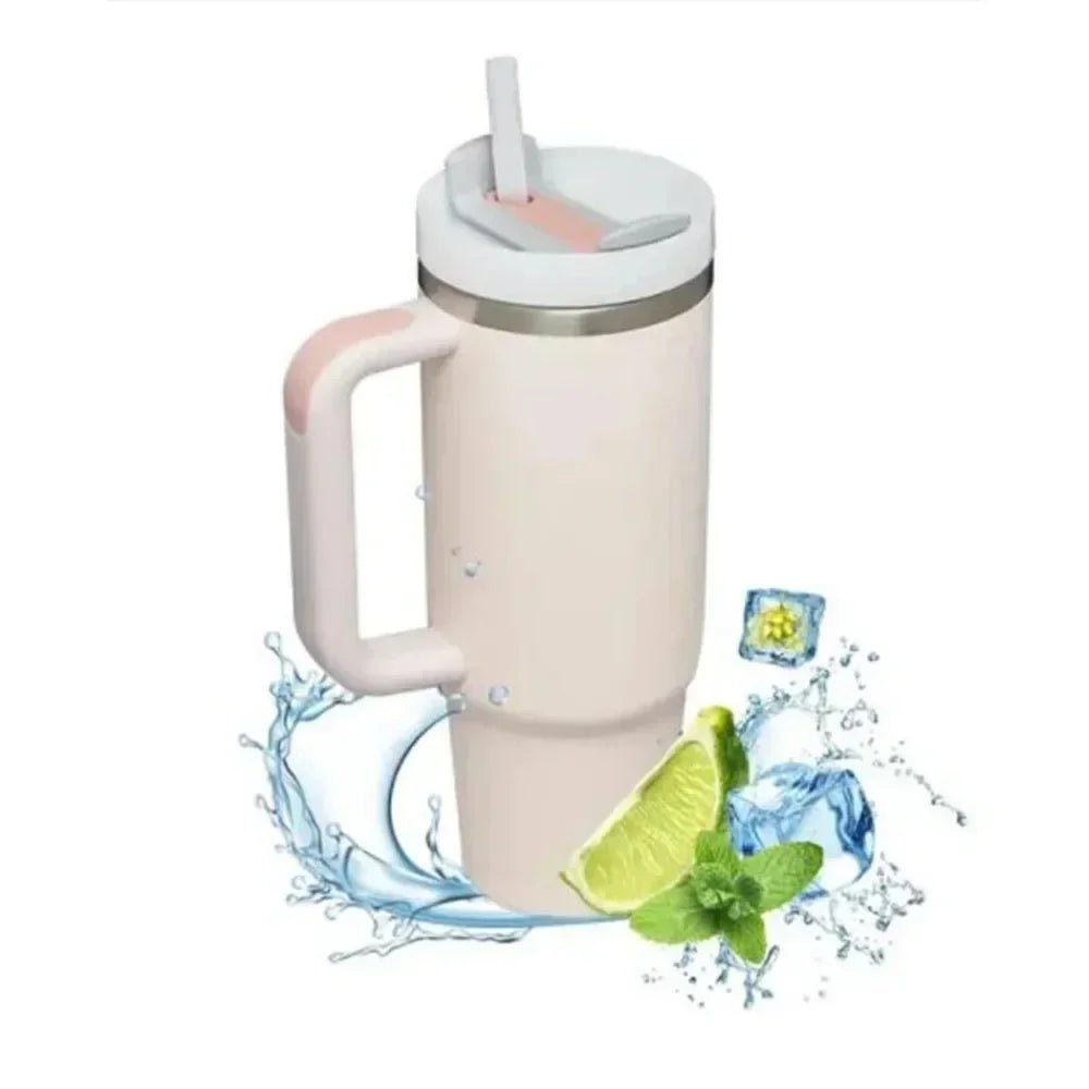 Isolierte Trinkflasche 1200ml aus Edelstahl mit Strohhalm und Griff - KelMix - Shop