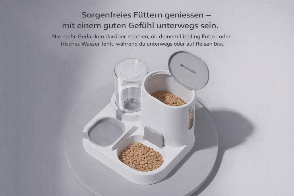 Katzen Futter - und Wasserspender - 2 - in - 1 Napf mit automatischer Wasserzufuhr für Hunde und Katzen - KelMix - Shop