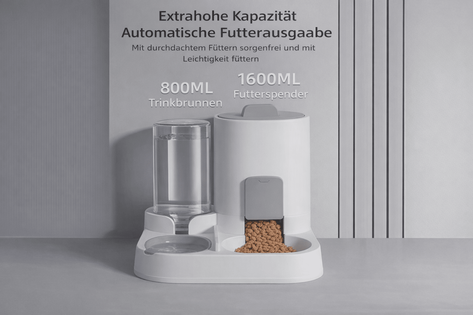 Katzen Futter - und Wasserspender - 2 - in - 1 Napf mit automatischer Wasserzufuhr für Hunde und Katzen - KelMix - Shop