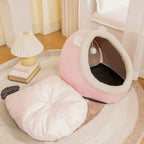 Katzenhöhle mit waschbarem Kissen - Gemütliches Katzenbett mit rutschfestem Boden - KelMix - Shop