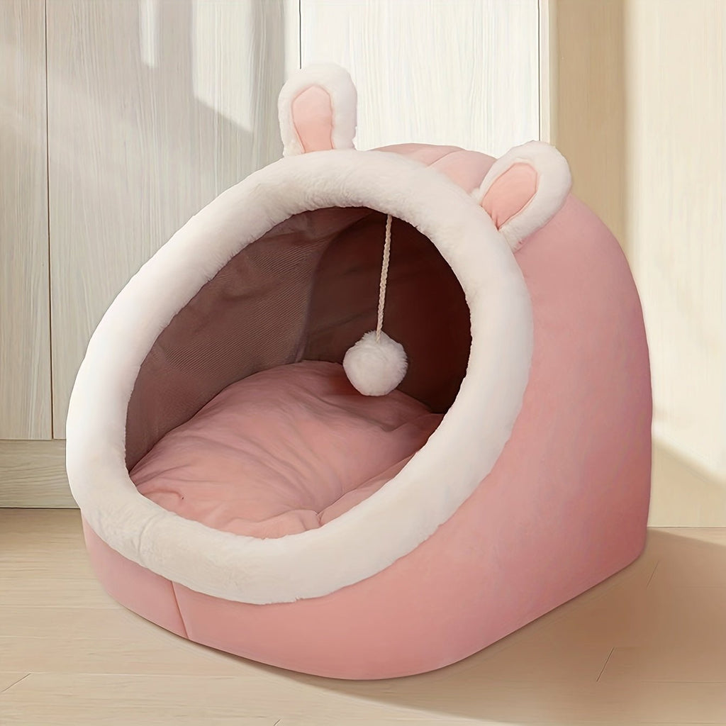 Katzenhöhle mit waschbarem Kissen - Gemütliches Katzenbett mit rutschfestem Boden - KelMix - Shop