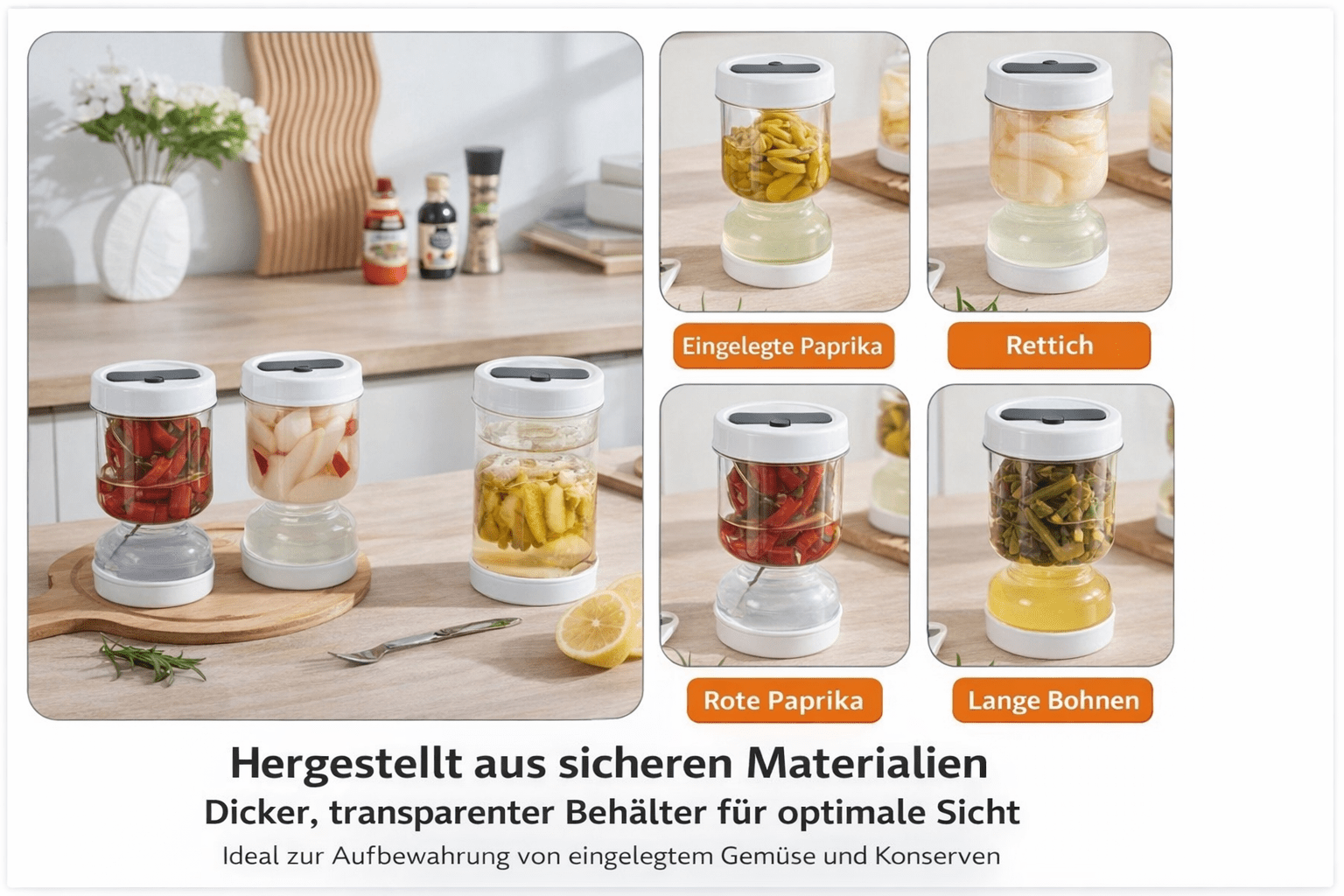 Küchen Pickle Jar - Nass & Trocken Trennung mit Gabeln - KelMix - Shop