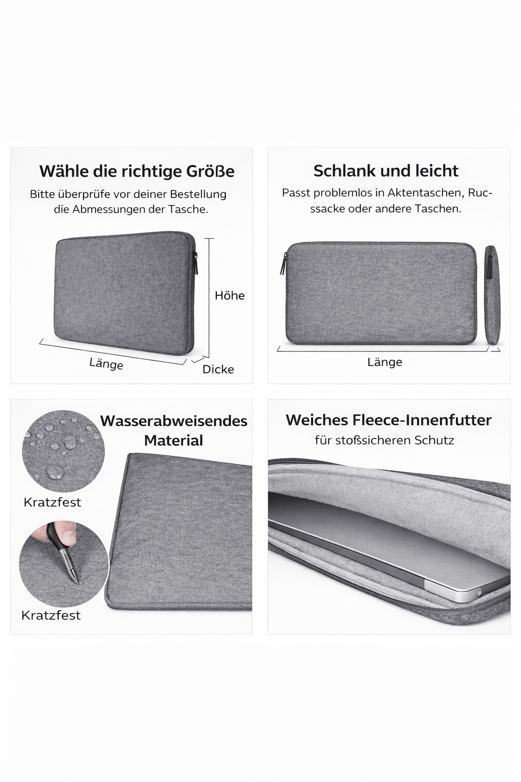 Laptop - Hülle Wasserdicht 11 - 15.6 Zoll für MacBook Pro Air M1 Lenovo Dell HP Huawei Xiaomi Denim - Tasche - KelMix - Shop
