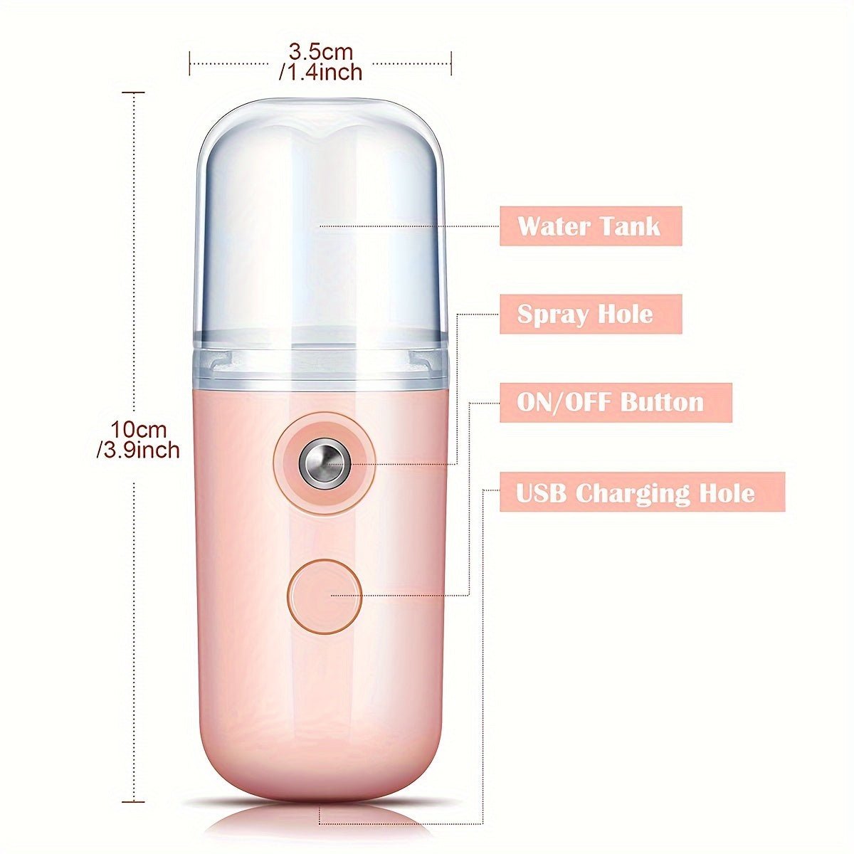 Nano Facial Mister 30ml – Tragbarer Mini Gesichtsdampfer – USB Aufladbar - KelMix