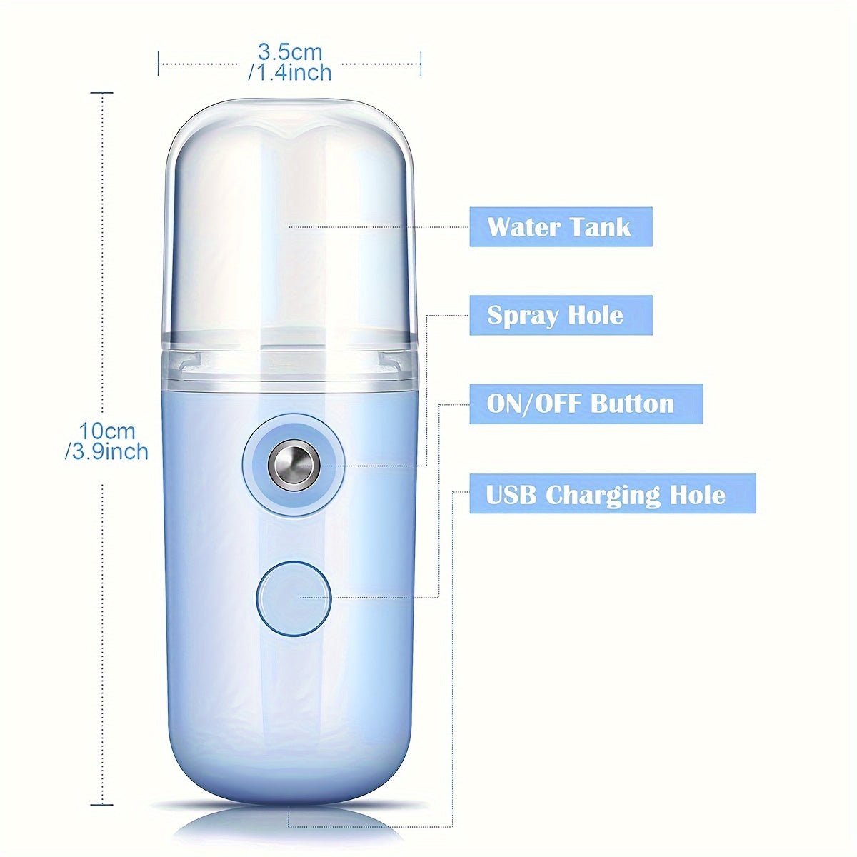 Nano Facial Mister 30ml – Tragbarer Mini Gesichtsdampfer – USB Aufladbar - KelMix