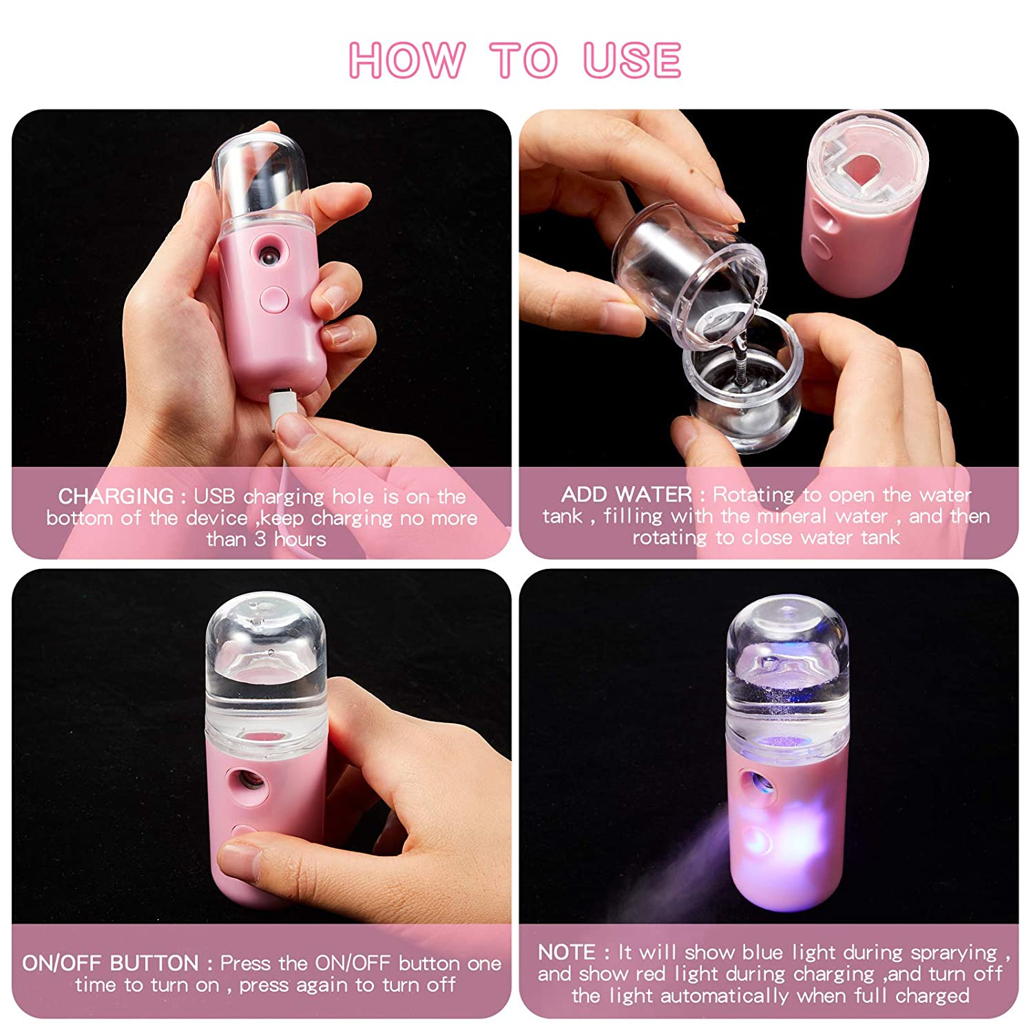 Nano Facial Mister 30ml – Tragbarer Mini Gesichtsdampfer – USB Aufladbar - KelMix