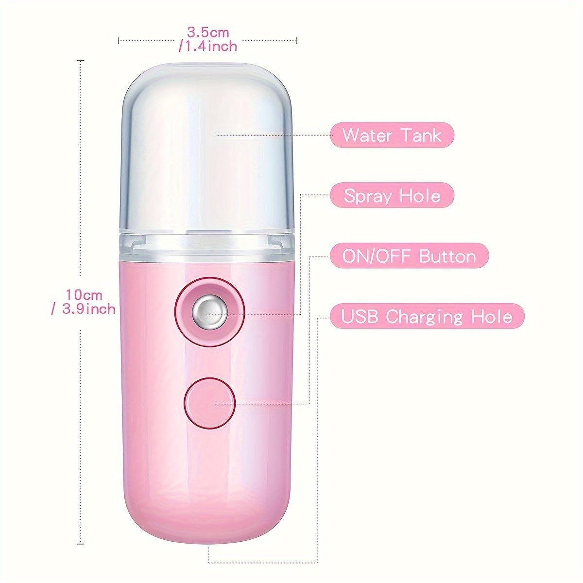 Nano Facial Mister 30ml – Tragbarer Mini Gesichtsdampfer – USB Aufladbar - KelMix