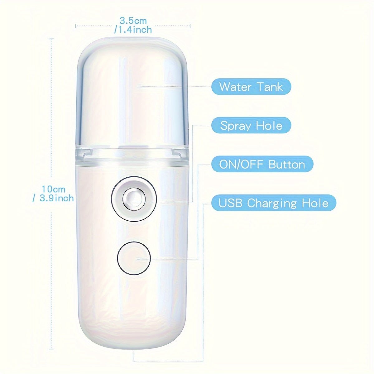 Nano Facial Mister 30ml – Tragbarer Mini Gesichtsdampfer – USB Aufladbar - KelMix